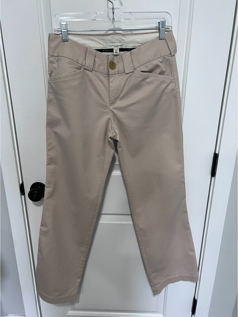 Banana Republic Martin Fit Pants Women's 6 Stretch Beige Chino Straight Leg